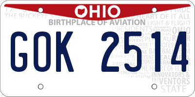 OH license plate GOK2514