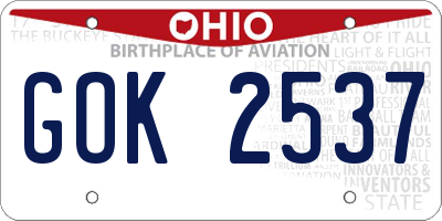 OH license plate GOK2537