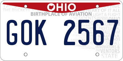 OH license plate GOK2567
