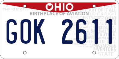 OH license plate GOK2611