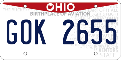OH license plate GOK2655