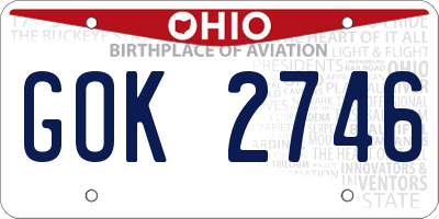 OH license plate GOK2746