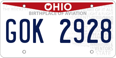 OH license plate GOK2928