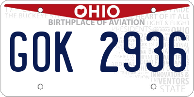 OH license plate GOK2936