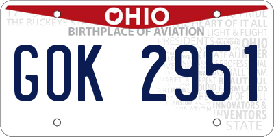 OH license plate GOK2951