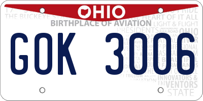 OH license plate GOK3006