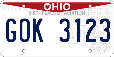 OH license plate GOK3123