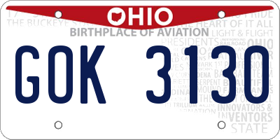 OH license plate GOK3130
