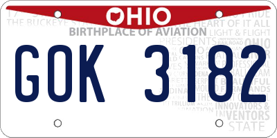 OH license plate GOK3182