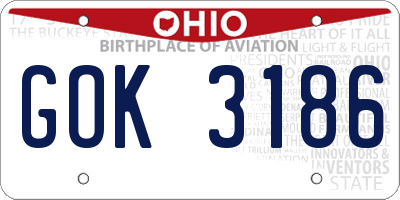 OH license plate GOK3186