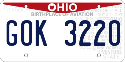 OH license plate GOK3220
