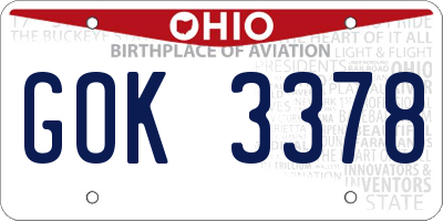 OH license plate GOK3378