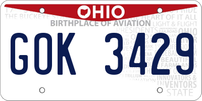 OH license plate GOK3429