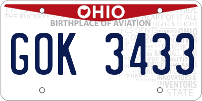 OH license plate GOK3433