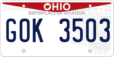 OH license plate GOK3503