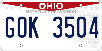 OH license plate GOK3504
