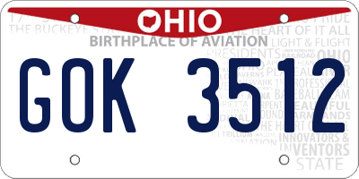 OH license plate GOK3512