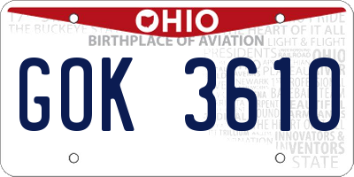 OH license plate GOK3610