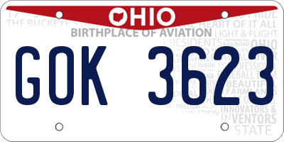 OH license plate GOK3623
