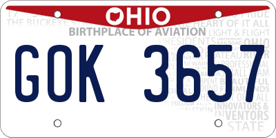 OH license plate GOK3657