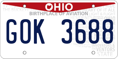 OH license plate GOK3688