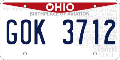 OH license plate GOK3712