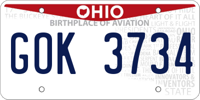 OH license plate GOK3734