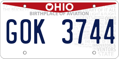 OH license plate GOK3744