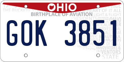 OH license plate GOK3851