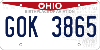 OH license plate GOK3865