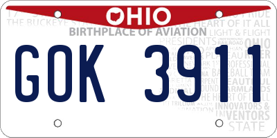OH license plate GOK3911