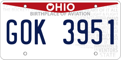 OH license plate GOK3951