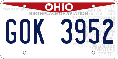 OH license plate GOK3952