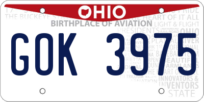 OH license plate GOK3975