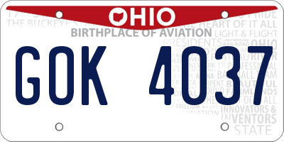 OH license plate GOK4037
