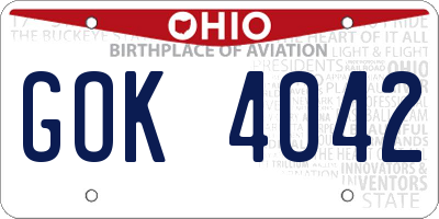 OH license plate GOK4042