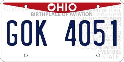 OH license plate GOK4051