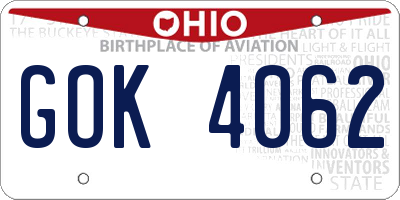 OH license plate GOK4062