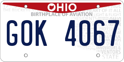 OH license plate GOK4067