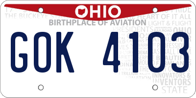 OH license plate GOK4103