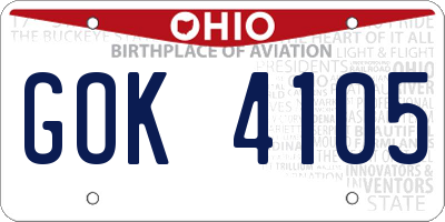 OH license plate GOK4105