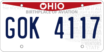 OH license plate GOK4117