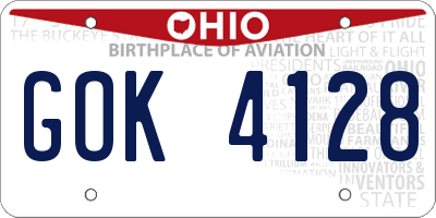 OH license plate GOK4128