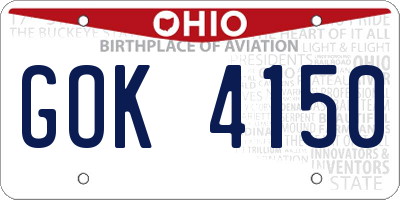 OH license plate GOK4150