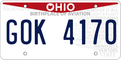 OH license plate GOK4170