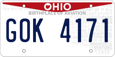 OH license plate GOK4171