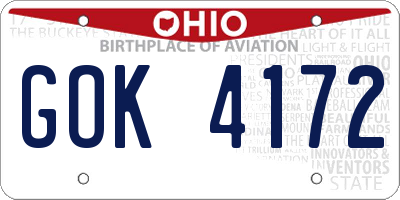 OH license plate GOK4172