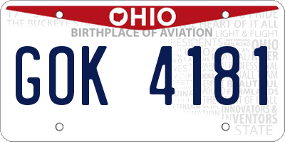 OH license plate GOK4181