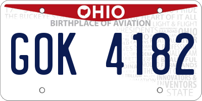 OH license plate GOK4182