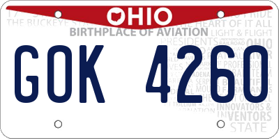 OH license plate GOK4260